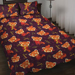 Cute Cartoon Red Panda Pattern Print Quilt Bed Set