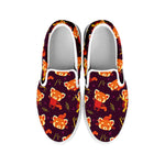 Cute Cartoon Red Panda Pattern Print White Slip On Shoes
