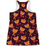Cute Cartoon Red Panda Pattern Print Women's Racerback Tank Top