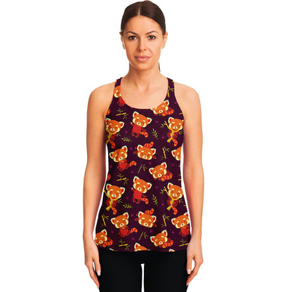 Cute Cartoon Red Panda Pattern Print Women's Racerback Tank Top