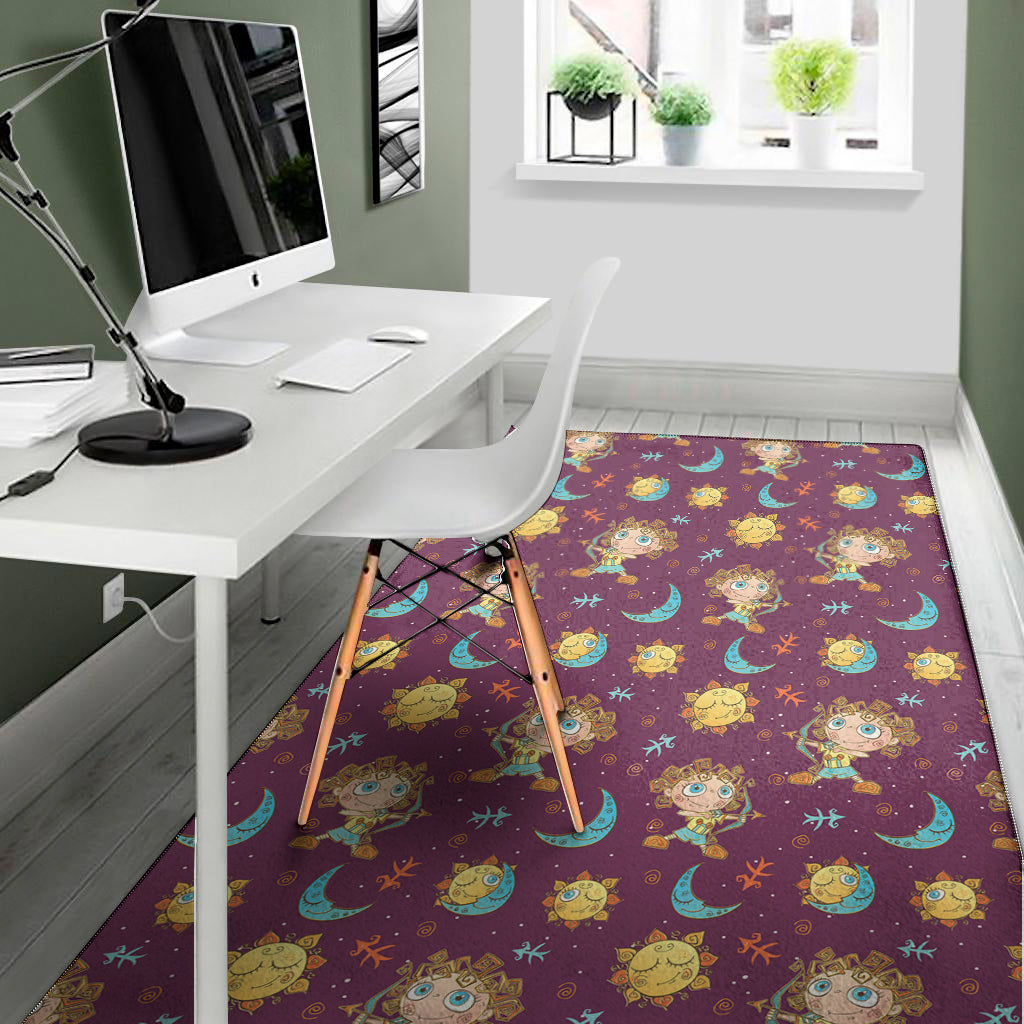 Cute Cartoon Sagittarius Pattern Print Area Rug