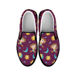 Cute Cartoon Sagittarius Pattern Print Black Slip On Shoes