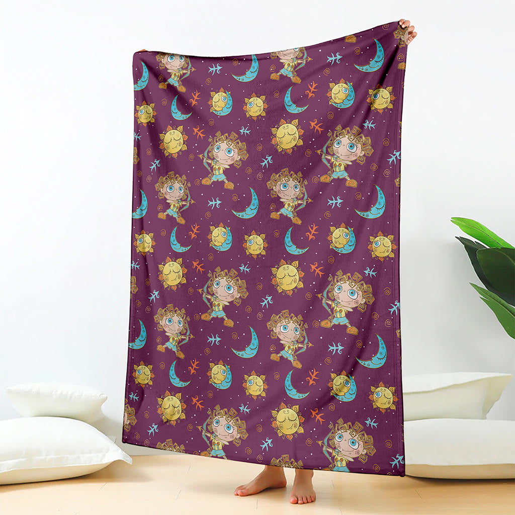 Cute Cartoon Sagittarius Pattern Print Blanket