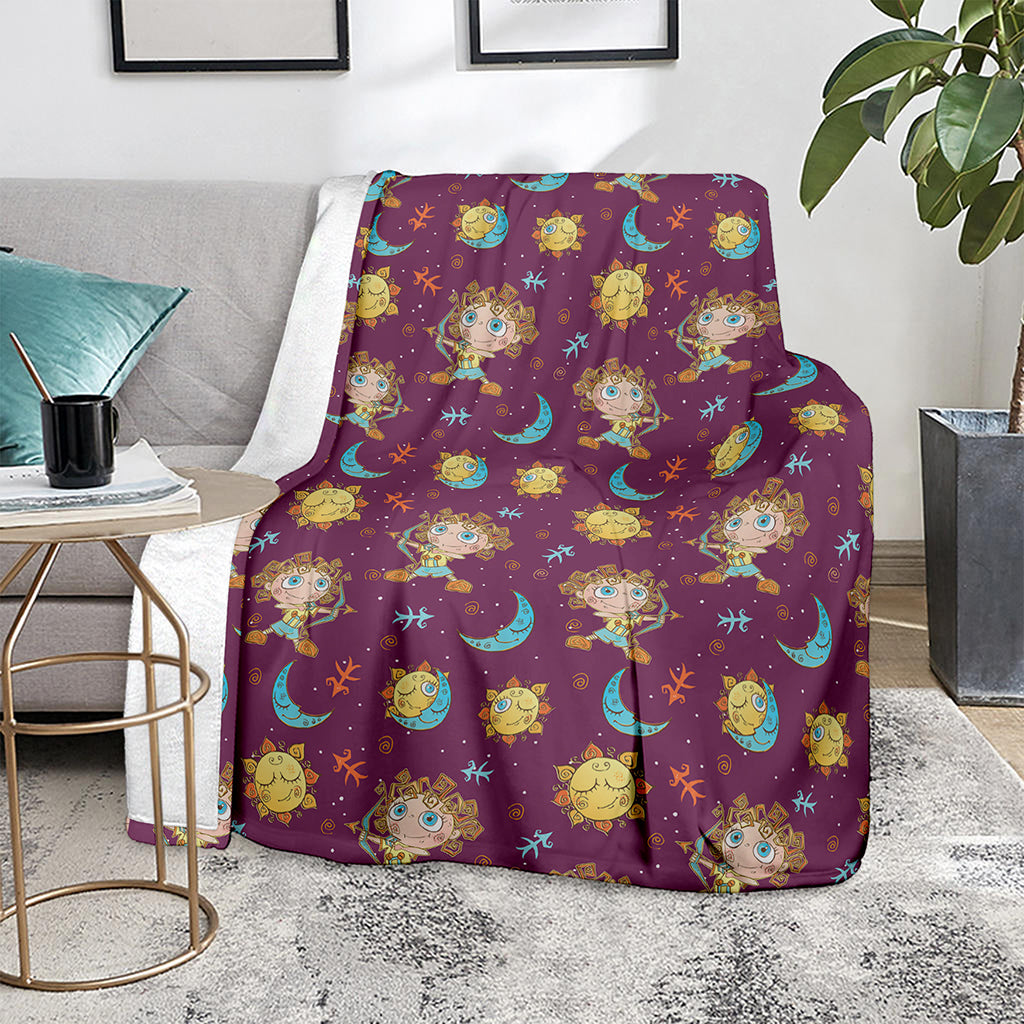 Cute Cartoon Sagittarius Pattern Print Blanket