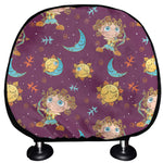 Cute Cartoon Sagittarius Pattern Print Car Headrest Covers