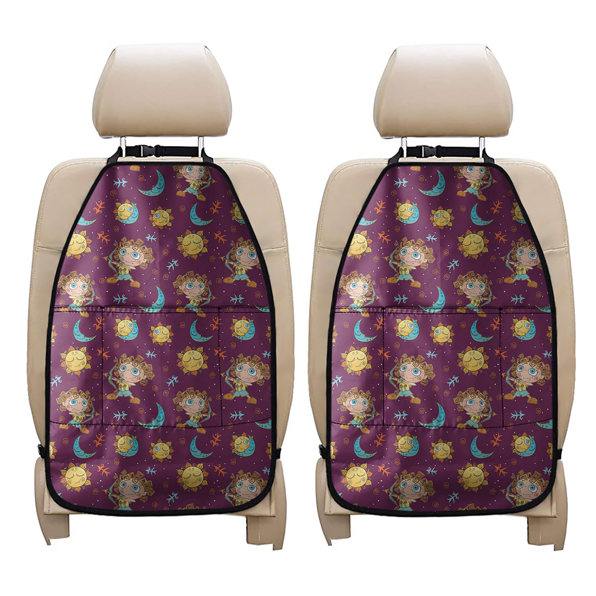 Cute Cartoon Sagittarius Pattern Print Car Seat Organizers