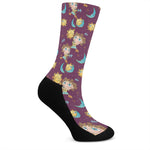 Cute Cartoon Sagittarius Pattern Print Crew Socks