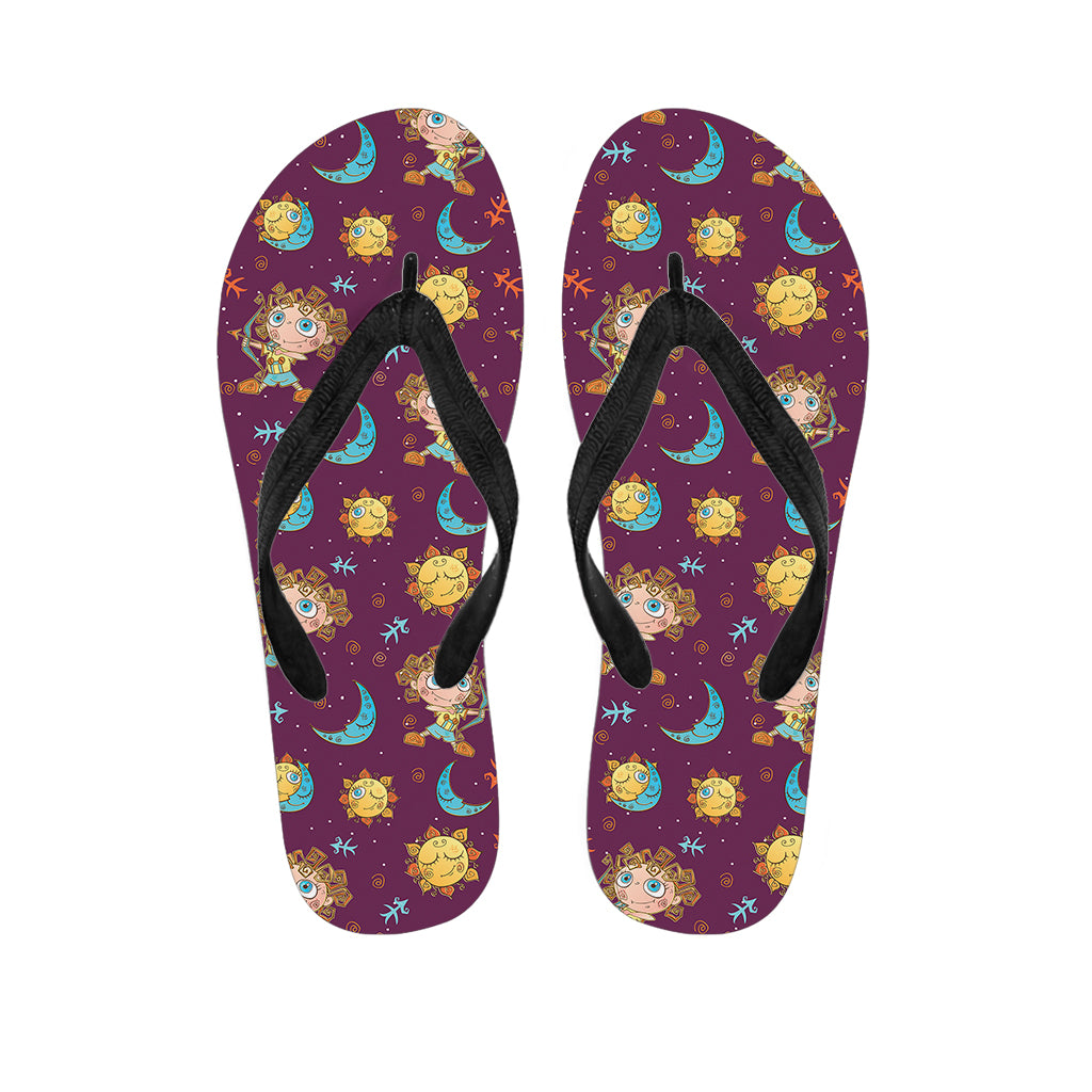 Cute Cartoon Sagittarius Pattern Print Flip Flops