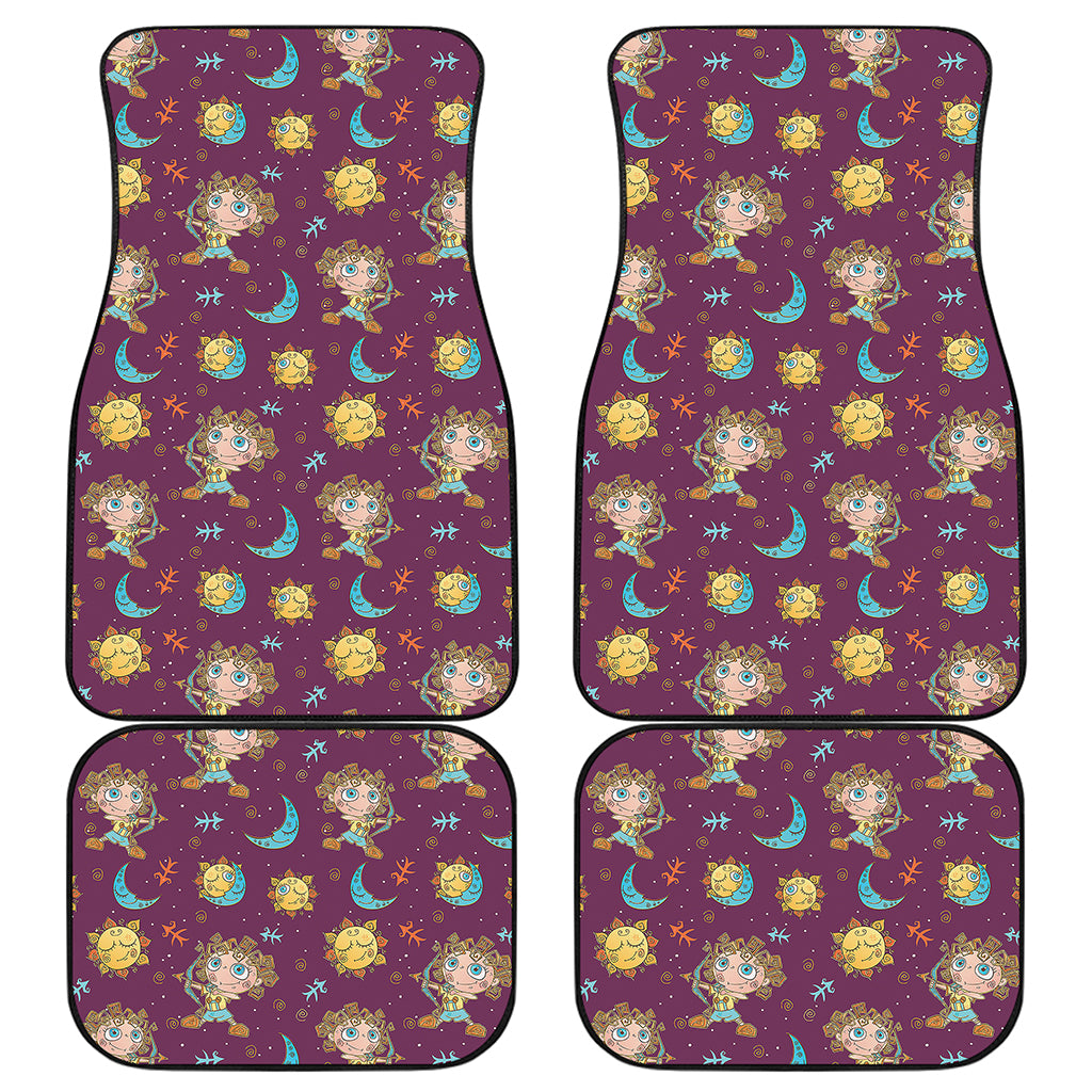 Cute Cartoon Sagittarius Pattern Print Front and Back Car Floor Mats