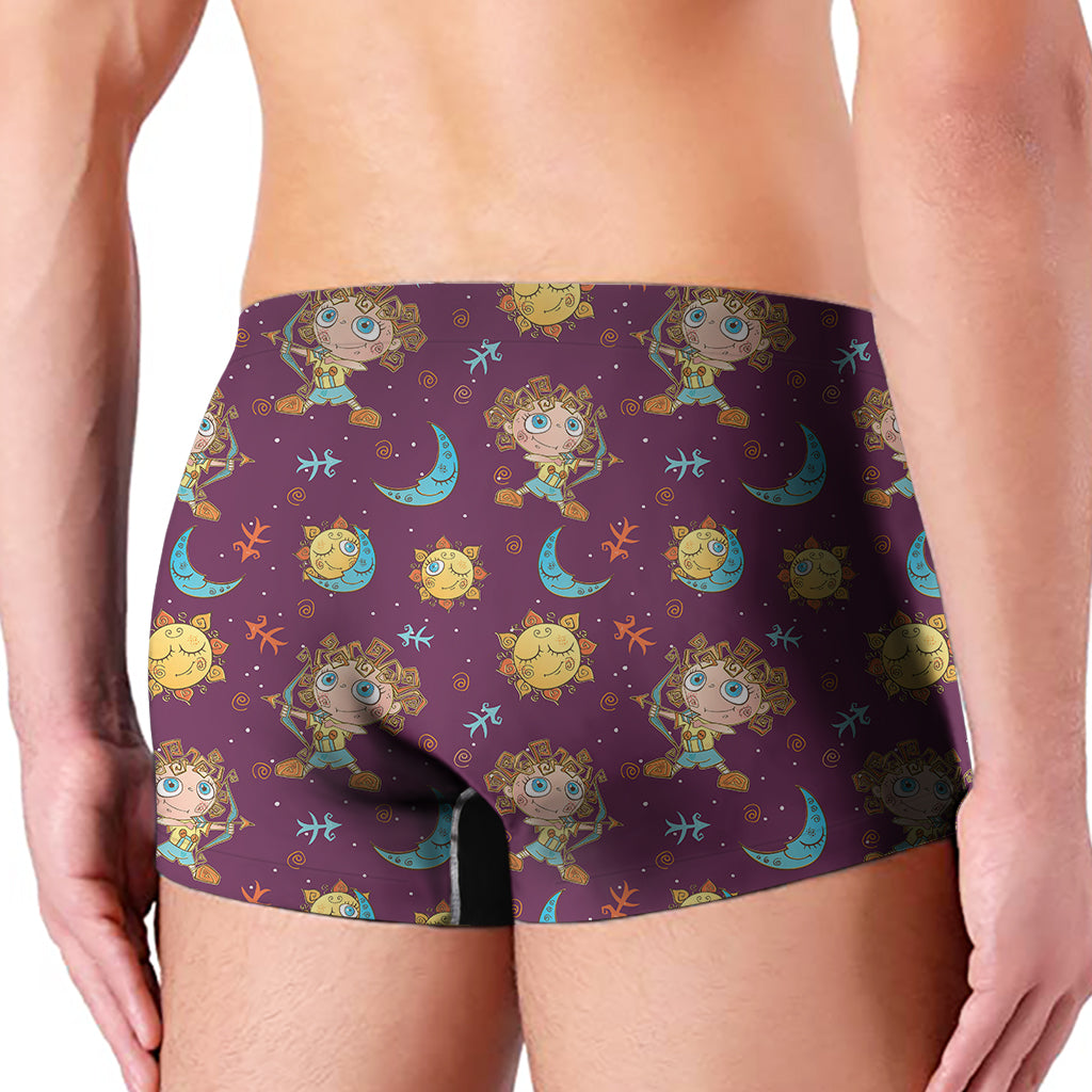 Cute Cartoon Sagittarius Pattern Print Men's Boxer Briefs