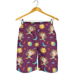 Cute Cartoon Sagittarius Pattern Print Men's Shorts