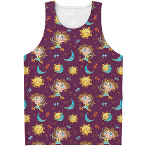 Cute Cartoon Sagittarius Pattern Print Men's Tank Top