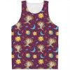 Cute Cartoon Sagittarius Pattern Print Men's Tank Top