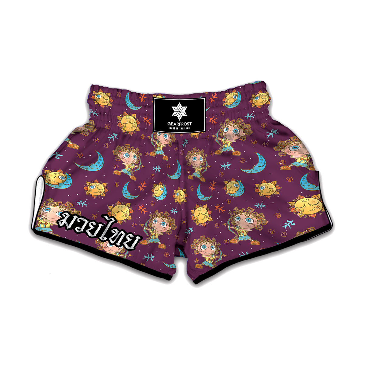 Cute Cartoon Sagittarius Pattern Print Muay Thai Boxing Shorts