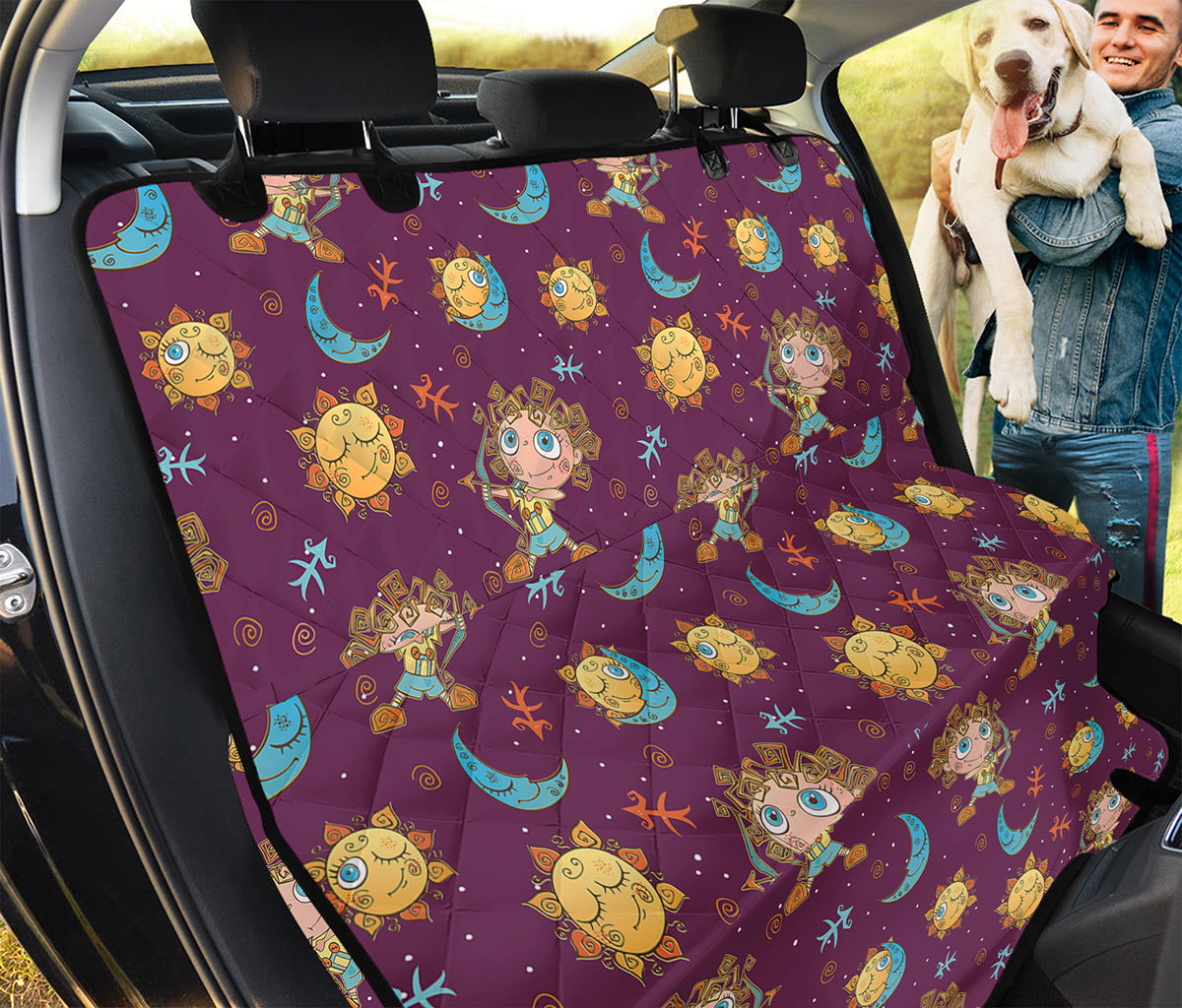 Cute Cartoon Sagittarius Pattern Print Pet Car Back Seat Cover