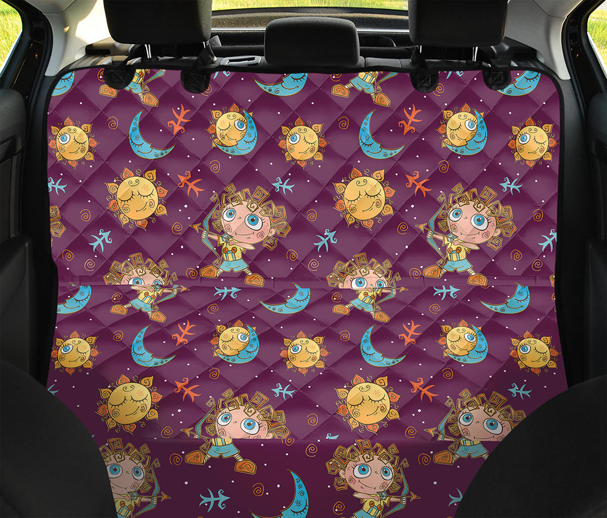 Cute Cartoon Sagittarius Pattern Print Pet Car Back Seat Cover