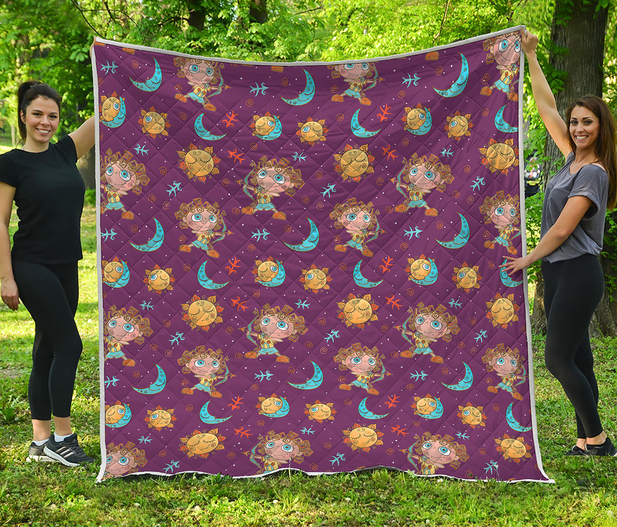 Cute Cartoon Sagittarius Pattern Print Quilt