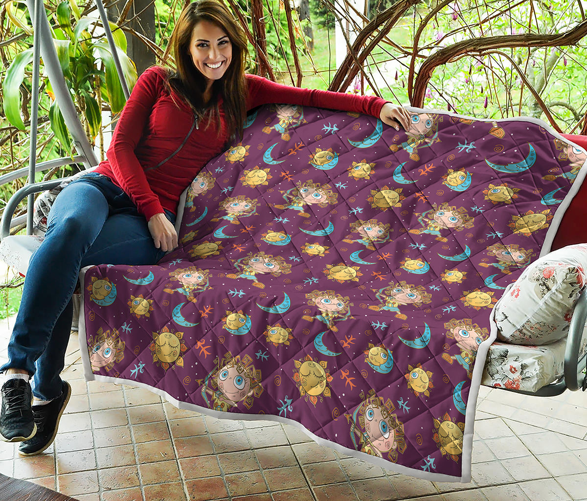 Cute Cartoon Sagittarius Pattern Print Quilt