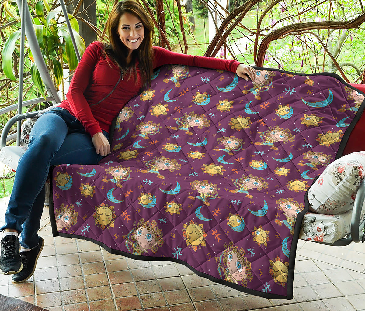 Cute Cartoon Sagittarius Pattern Print Quilt