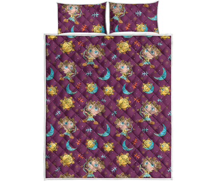 Cute Cartoon Sagittarius Pattern Print Quilt Bed Set