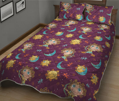 Cute Cartoon Sagittarius Pattern Print Quilt Bed Set