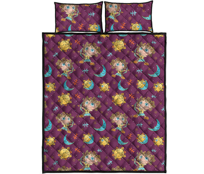 Cute Cartoon Sagittarius Pattern Print Quilt Bed Set