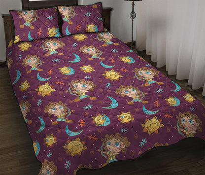 Cute Cartoon Sagittarius Pattern Print Quilt Bed Set