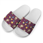 Cute Cartoon Sagittarius Pattern Print White Slide Sandals