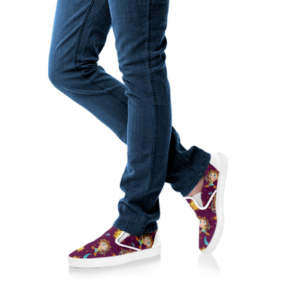 Cute Cartoon Sagittarius Pattern Print White Slip On Shoes