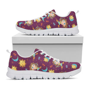 Cute Cartoon Sagittarius Pattern Print White Sneakers