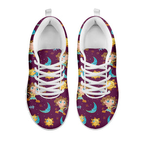 Cute Cartoon Sagittarius Pattern Print White Sneakers