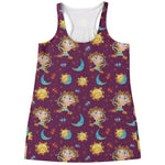 Cute Cartoon Sagittarius Pattern Print Women's Racerback Tank Top