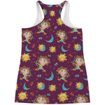 Cute Cartoon Sagittarius Pattern Print Women's Racerback Tank Top