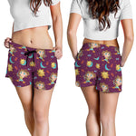 Cute Cartoon Sagittarius Pattern Print Women's Shorts