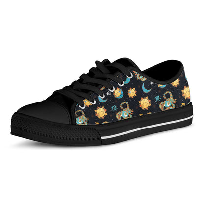 Cute Cartoon Scorpio Pattern Print Black Low Top Shoes