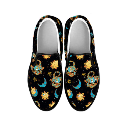 Cute Cartoon Scorpio Pattern Print Black Slip On Shoes