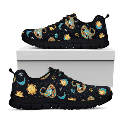 Cute Cartoon Scorpio Pattern Print Black Sneakers