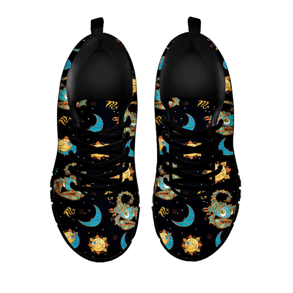 Cute Cartoon Scorpio Pattern Print Black Sneakers