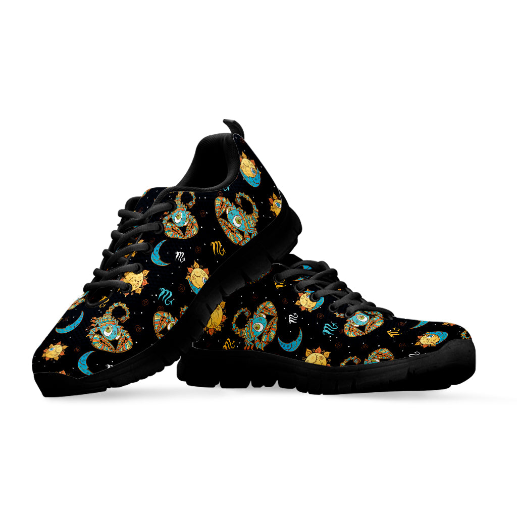 Cute Cartoon Scorpio Pattern Print Black Sneakers