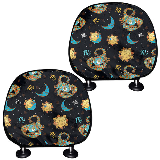 Cute Cartoon Scorpio Pattern Print Car Headrest Covers