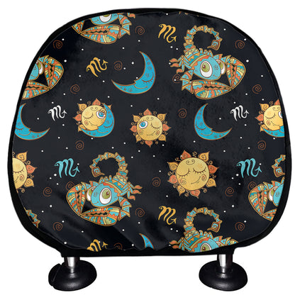 Cute Cartoon Scorpio Pattern Print Car Headrest Covers