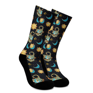 Cute Cartoon Scorpio Pattern Print Crew Socks