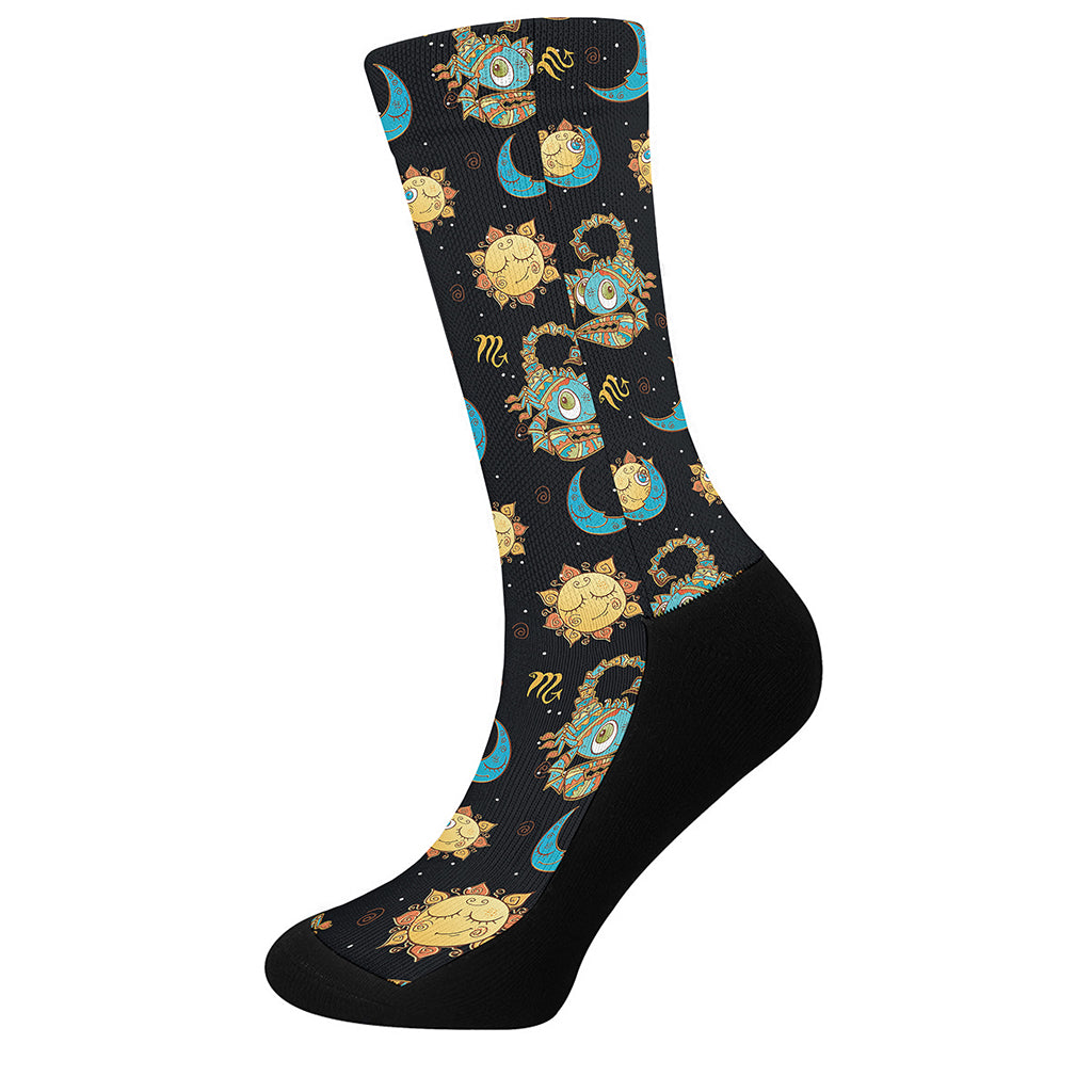 Cute Cartoon Scorpio Pattern Print Crew Socks