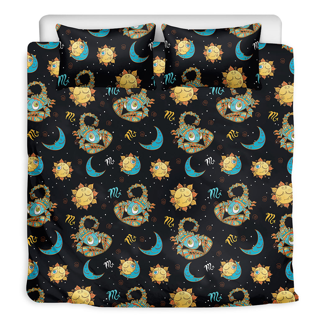 Cute Cartoon Scorpio Pattern Print Duvet Cover Bedding Set