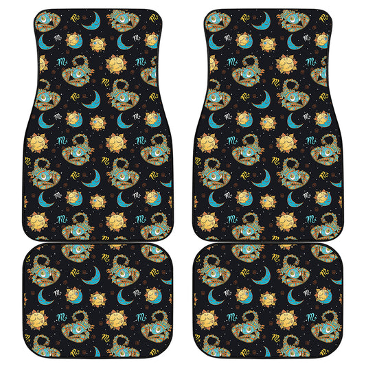 Cute Cartoon Scorpio Pattern Print Front and Back Car Floor Mats