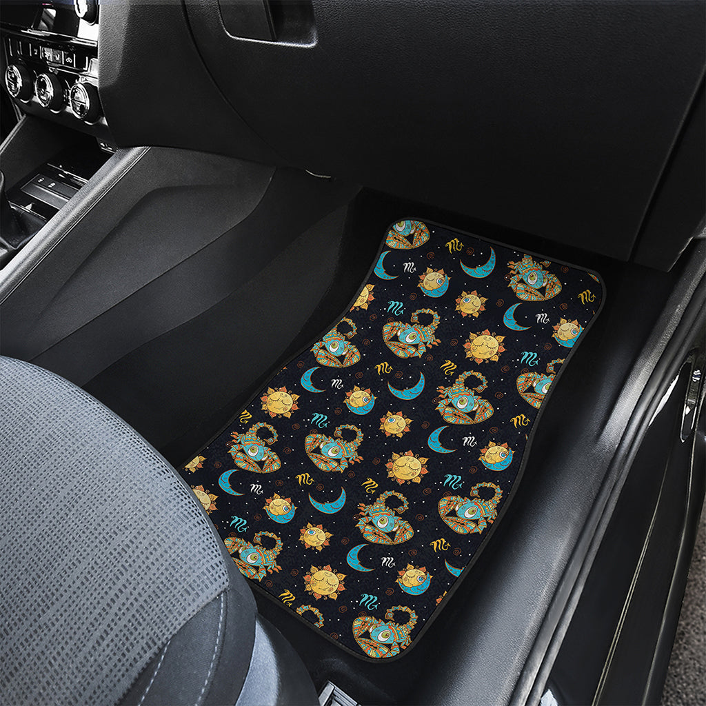Cute Cartoon Scorpio Pattern Print Front and Back Car Floor Mats