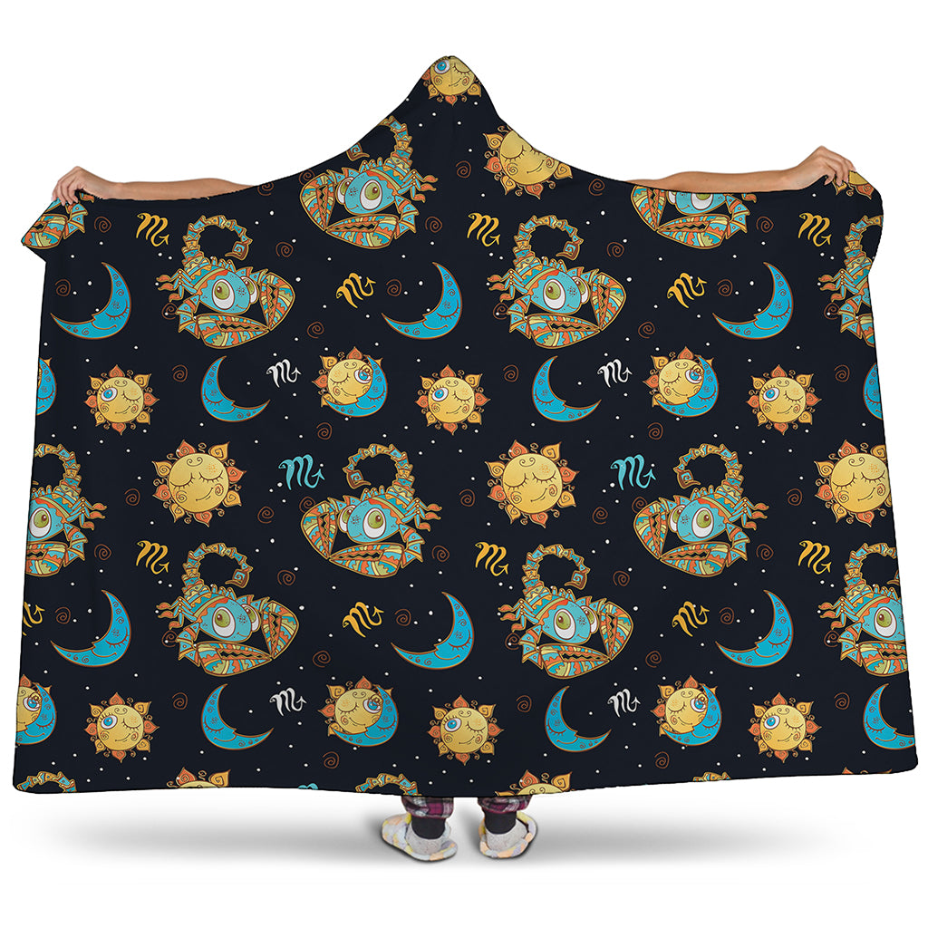 Cute Cartoon Scorpio Pattern Print Hooded Blanket