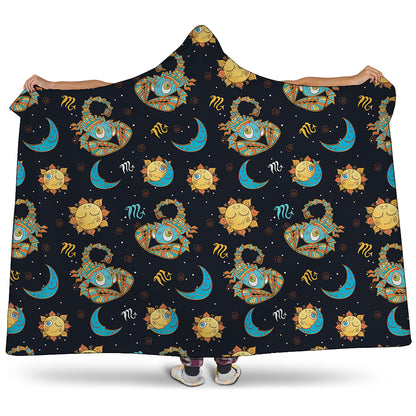 Cute Cartoon Scorpio Pattern Print Hooded Blanket