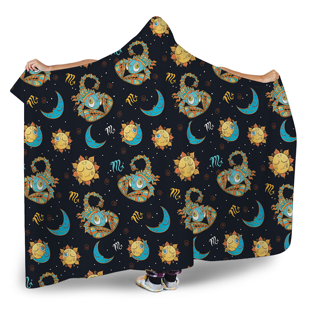 Cute Cartoon Scorpio Pattern Print Hooded Blanket
