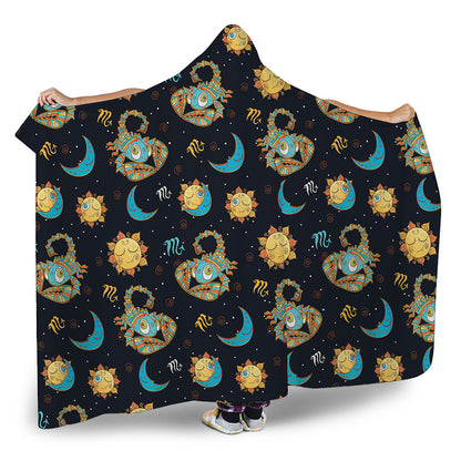 Cute Cartoon Scorpio Pattern Print Hooded Blanket